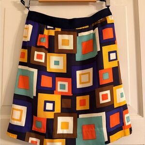 Kate Spade silk Multicolor Geometric A-Line Skirt